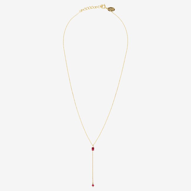 Collier cravate courte venus jade rose rose <span itemprop=