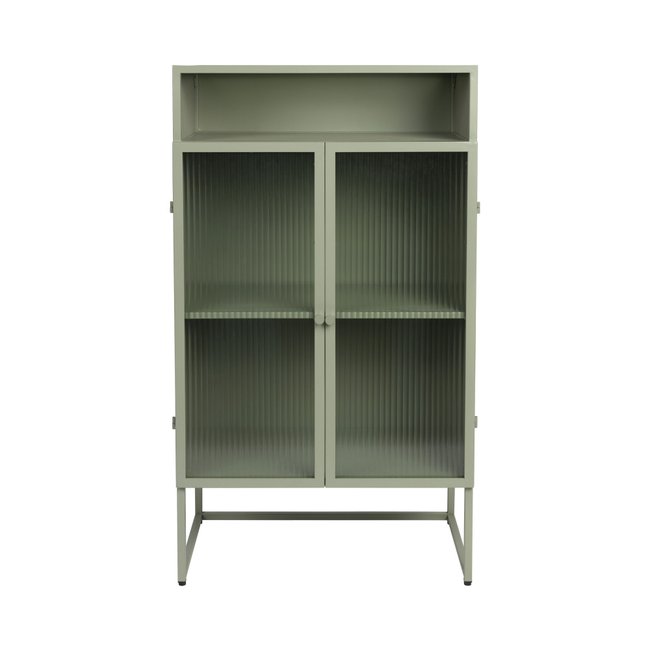 Buffet aux portes vitrées en métal L60cm - HERBE Couleur vert amande <span itemprop=