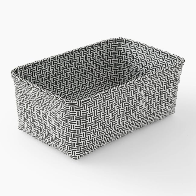 Panier tressé plastique S tressage droit Couleur noir <span itemprop=