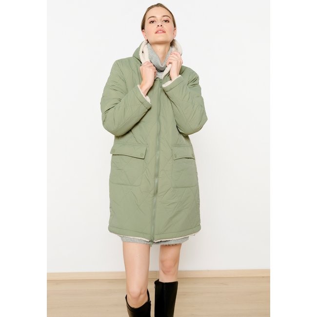 Manteau matelassé réversible khaki <span itemprop=
