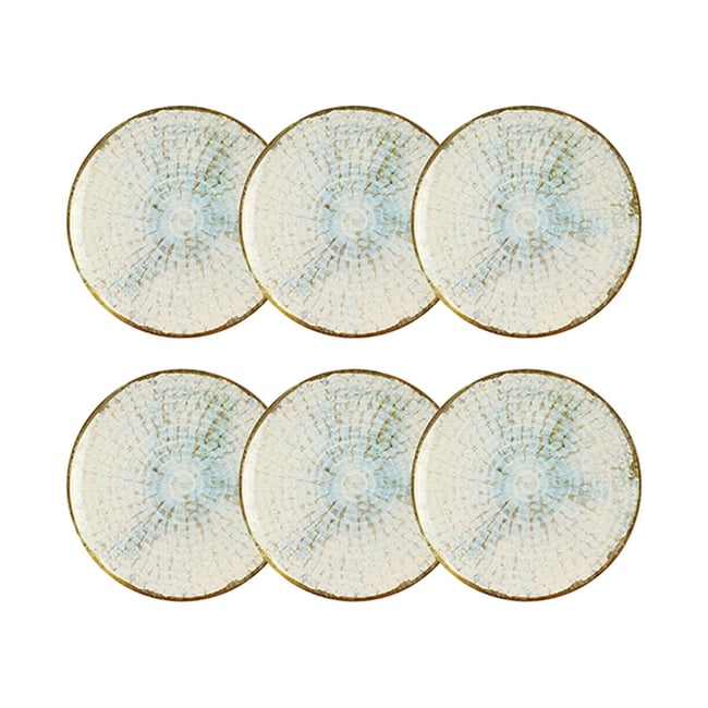 Lot de 6 assiettes à dessert 20cm en faïence, MINERAL Couleur bleu-gris <span itemprop=