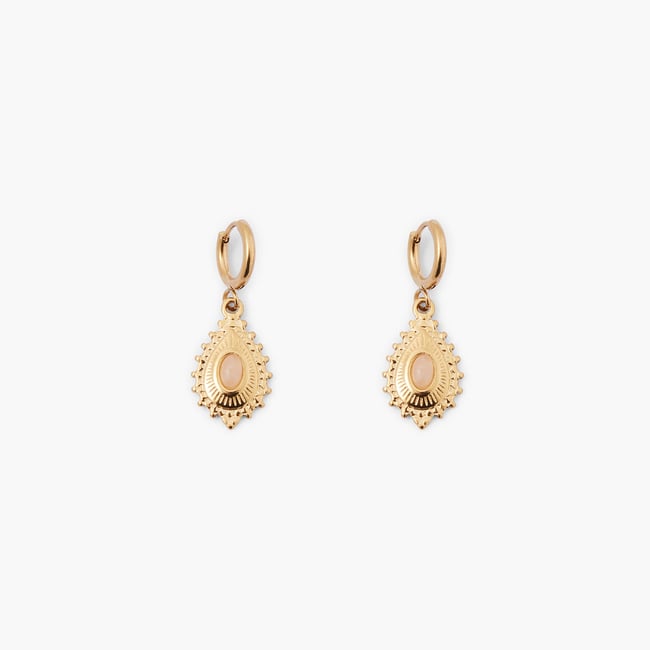 Boucles d'oreilles pendentif acier inoxydable doré et rose v002234 <span itemprop=