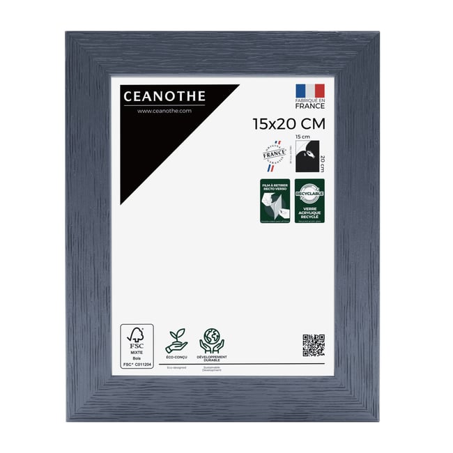 Cadre Photo En Bois Reconstitué Fsc KARMA Couleur bleu <span itemprop=