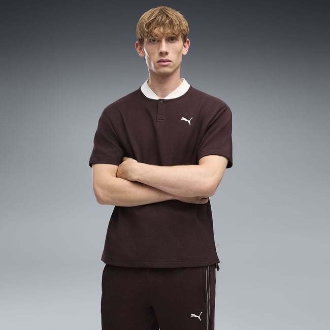T-shirt col v manches courtes chocolat <span itemprop=