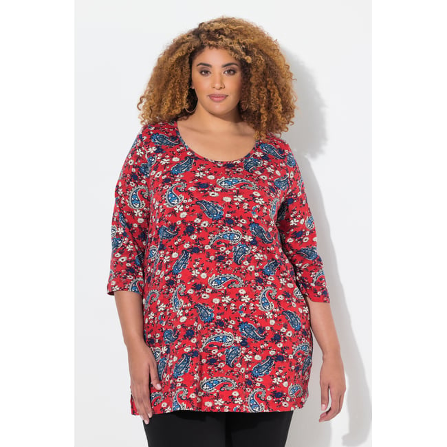 T-shirt long coupe évasée marine <span itemprop=