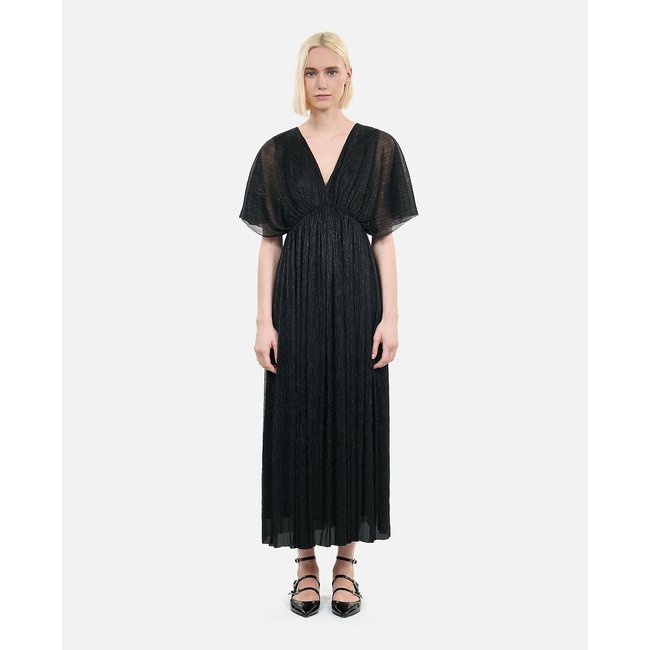 Midikleid mit kurzen Ärmeln schwarz <span itemprop=
