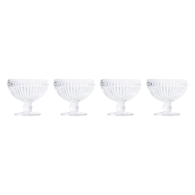 Set of 4 Glass Ice Cream Bowls, transparent, SO'HOME