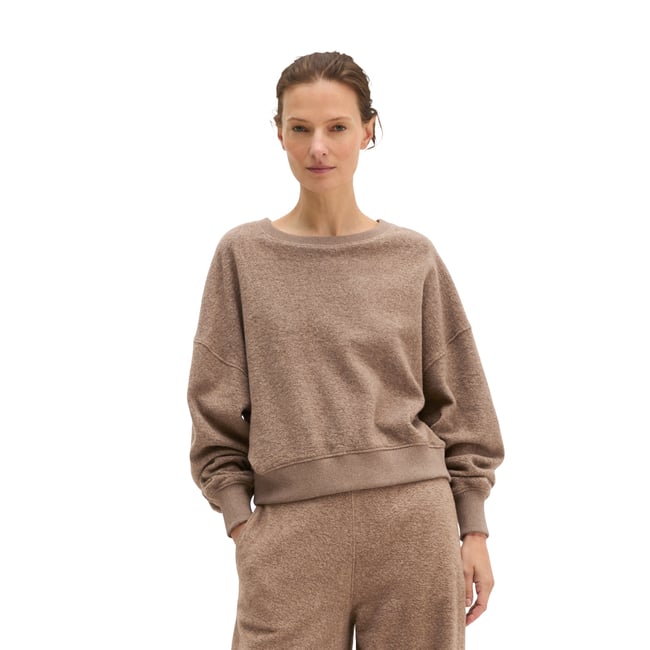 Sweat-shirt oversize en molleton épais beige <span itemprop=