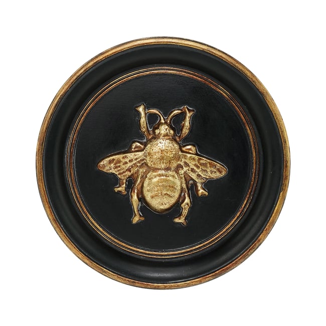 Déco murale ronde abeille 20cm Couleur noir <span itemprop=