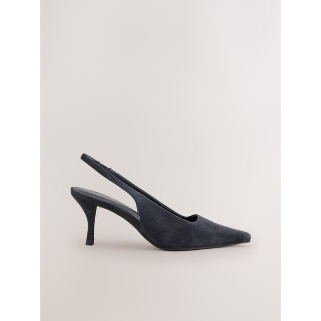 Esccarpins à bride arrière et bout biseauté bleu marine <span itemprop=