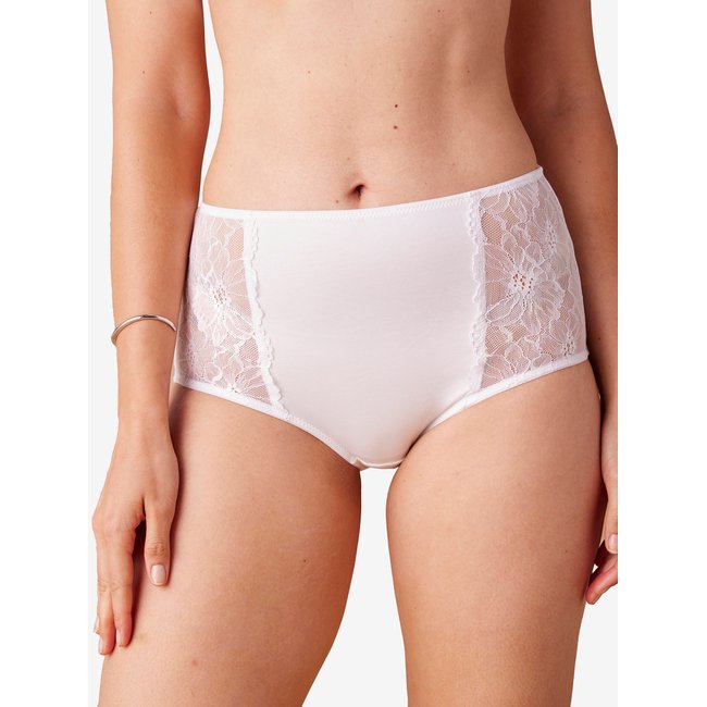 Lot de 2 culottes de grossesse taille haute avec dentelle noir <span itemprop=