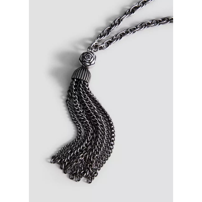 Collier pendentif à détail fleur argent <span itemprop=