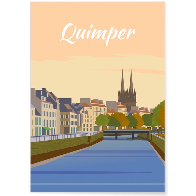 Affiche ville Quimper Couleur blanc <span itemprop=
