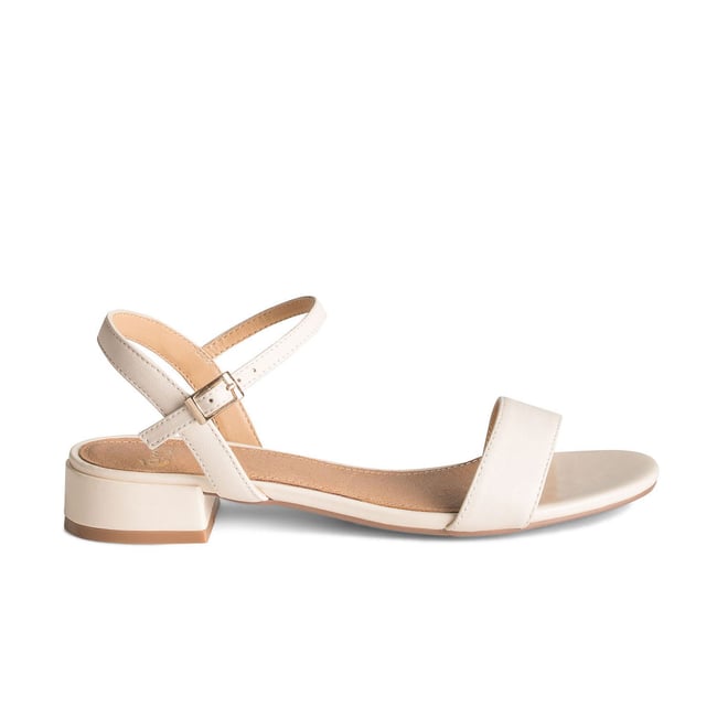 Sandale Plate en cuir SIMONE ecru <span itemprop=