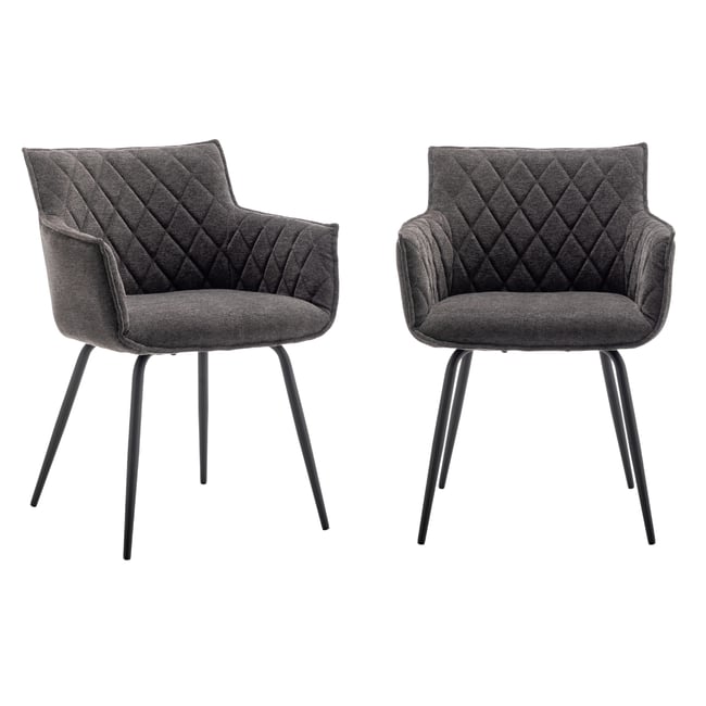 Lot de 2 chaises de séjour L58 cm - CAPITAN Couleur gris foncé <span itemprop=