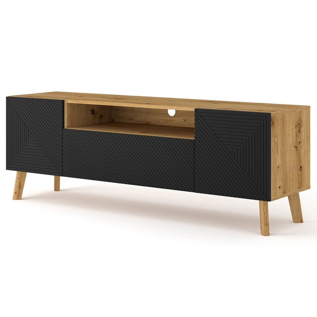 Meuble TV - VELATO Couleur bois / noir <span itemprop=