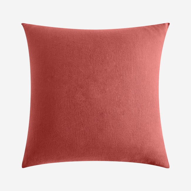 Taie d'oreiller en lin BRUNELLE terracotta <span itemprop=