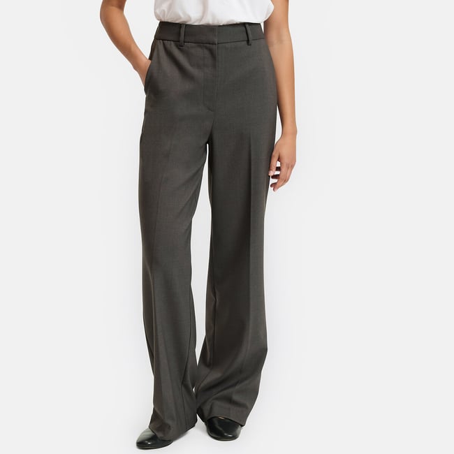 High Waisted Wide Leg Trousers grey marl LA REDOUTE COLLECTIONS
