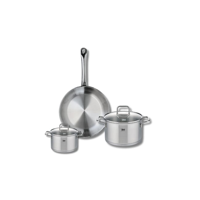 Batterie 1 poêle 24cm + 2 faitouts 12/16cm PROFI CITRIN gris <span itemprop=