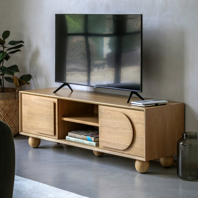 Garner Curve Oak TV Unit, oak, SO'HOME