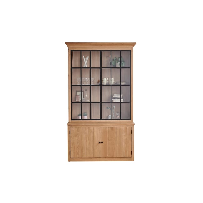 Buffet vaisselier industriel en bois et métal 4 portes - VICTORIA Couleur bois clair <span itemprop=