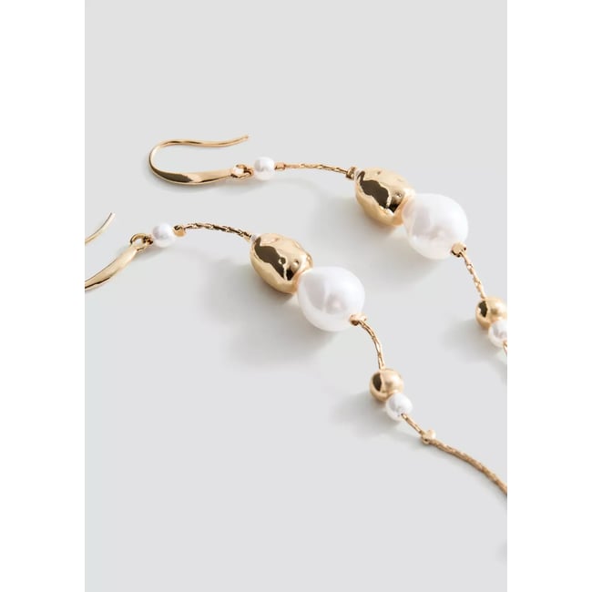 Boucles d’oreilles pendantes perle combinées or <span itemprop=