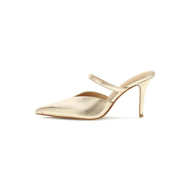 Mule En Cuir Véritable or <span itemprop=