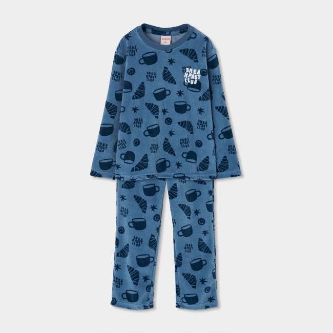 Pyjama molleton garçon imprimé croissants multicolore <span itemprop=