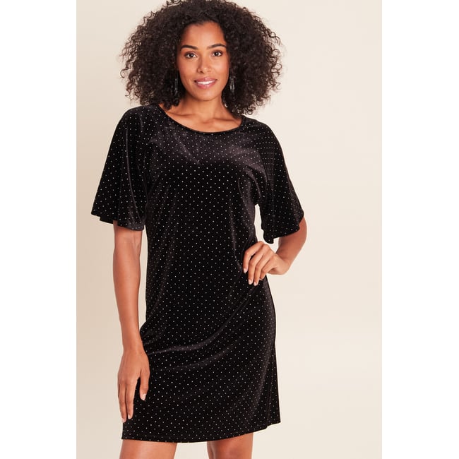 Robe droite courte manches coudes noir <span itemprop=
