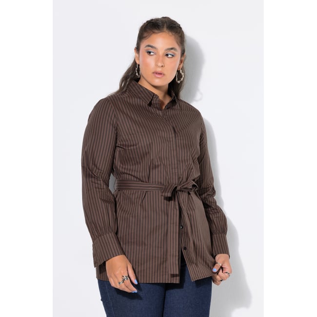 Blouse à rayures, coupe Slim Straight marron pin <span itemprop=