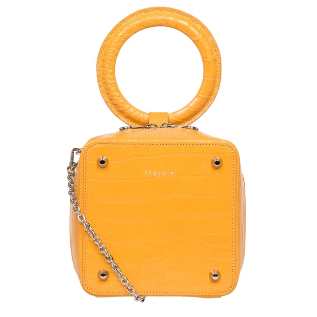 Sac à main CUBE CROCO jaune <span itemprop=