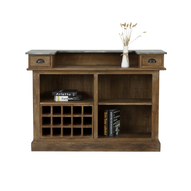 Meuble de bar en bois de cèdre recyclé et métal - SPRITZ Couleur bois foncé <span itemprop=