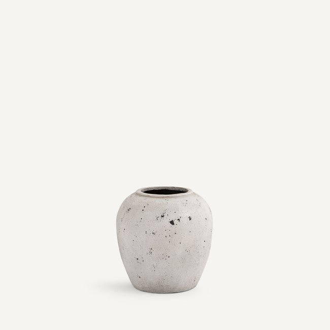 Cache-pot effet vieilli, Enzo Couleur blanc <span itemprop=