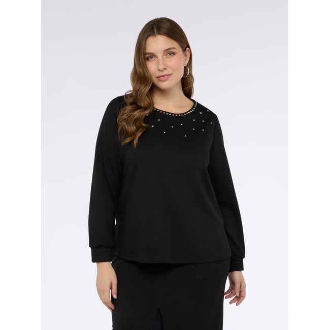 Sweat en scuba avec clous noir <span itemprop=
