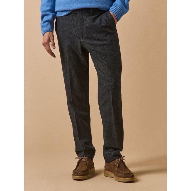 Pantalon lainage caviar gris flannel <span itemprop=