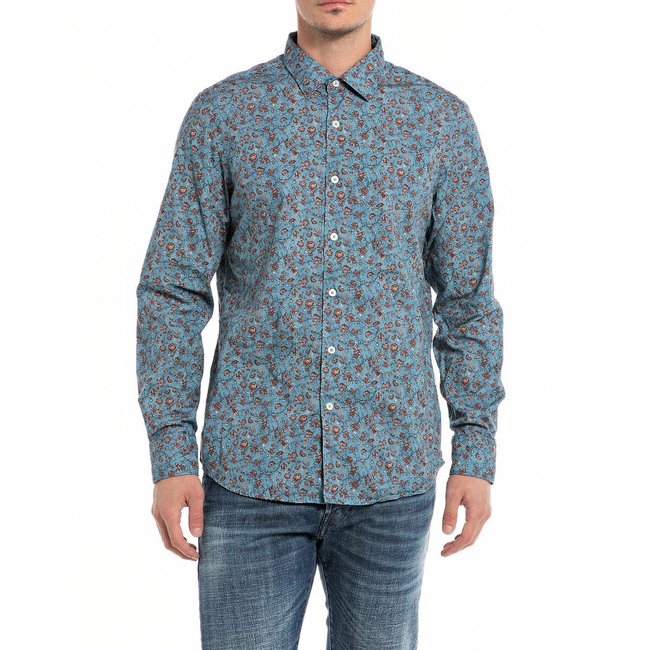 Langärmeliges Hemd, Regular-Fit blau <span itemprop=