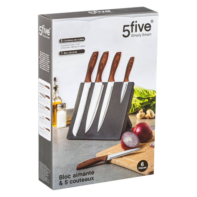 LOT DE 5 COUTEAUX AVEC SOCLE MAGNETIQUE SLATE DE