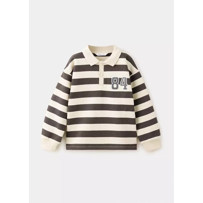 Sweat-shirt polo rayures chocolat <span itemprop=