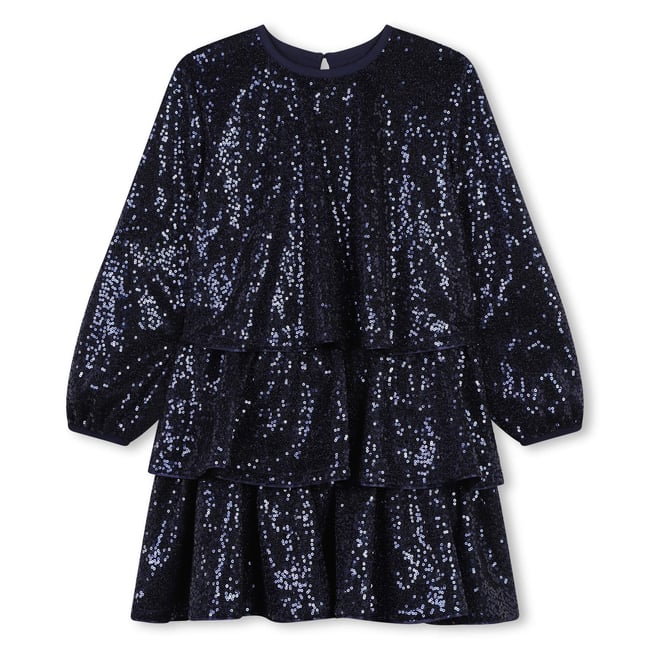 Robe volantée à sequins royal blue <span itemprop=