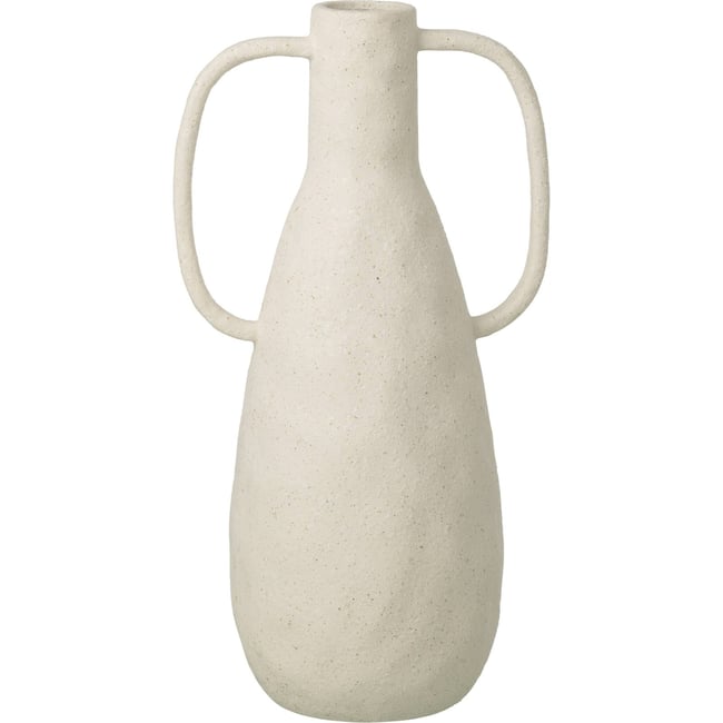 Vase en grès à anses, Fait main Couleur blanc cassé <span itemprop=