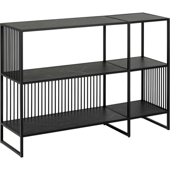 Bibliothèque basse métal collection VELOOK Couleur noir effet marbre <span itemprop=