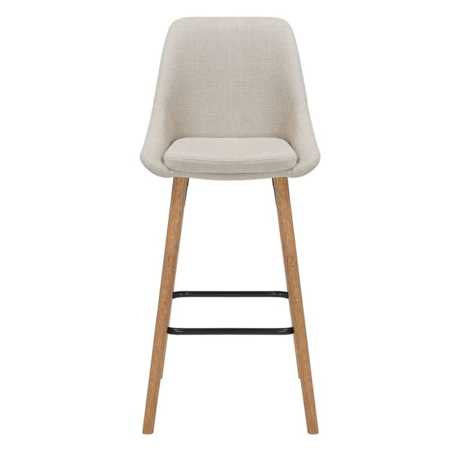 Chaise snack en tissu crème pied chêne - ZAGO