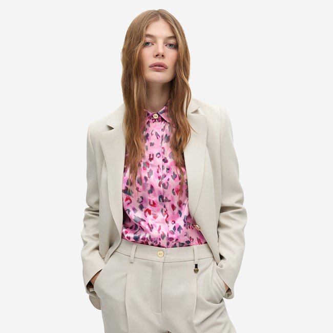 Blazer de tailleur structuré à épaulettes beige clair <span itemprop=
