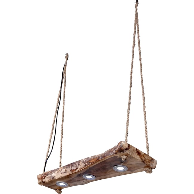 Suspension en bois rectangulaire pour salon Couleur teck naturel bois clair <span itemprop=