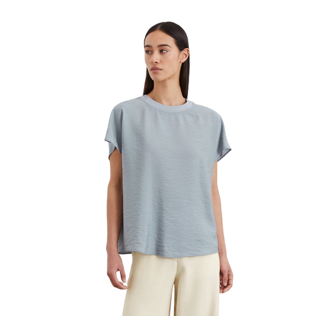Chemisier régulier en viscose mélangée Crinkle bleu clair <span itemprop=