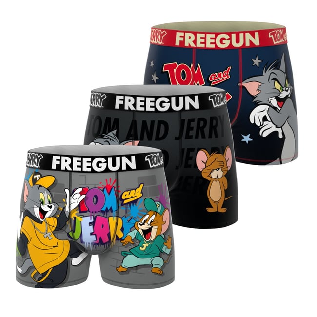 Lot De 3 Boxers Tom Et Jerry gris/noir/bleu foncé/rouge/marron <span itemprop=