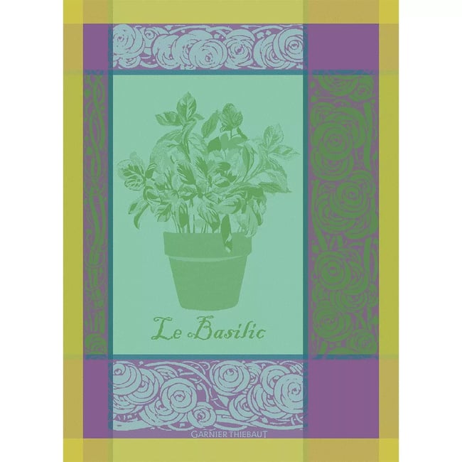 Torchon pur coton BASILIC purple <span itemprop=