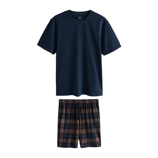Pyjama confortable en jersey manches courtes bleu marine <span itemprop=