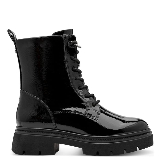 Bottine talon bloc noir laque <span itemprop=
