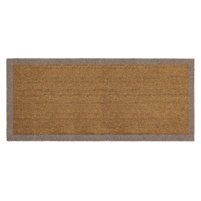 Taupe Border Coir Doormat 55x125cm, beige, MY MAT
